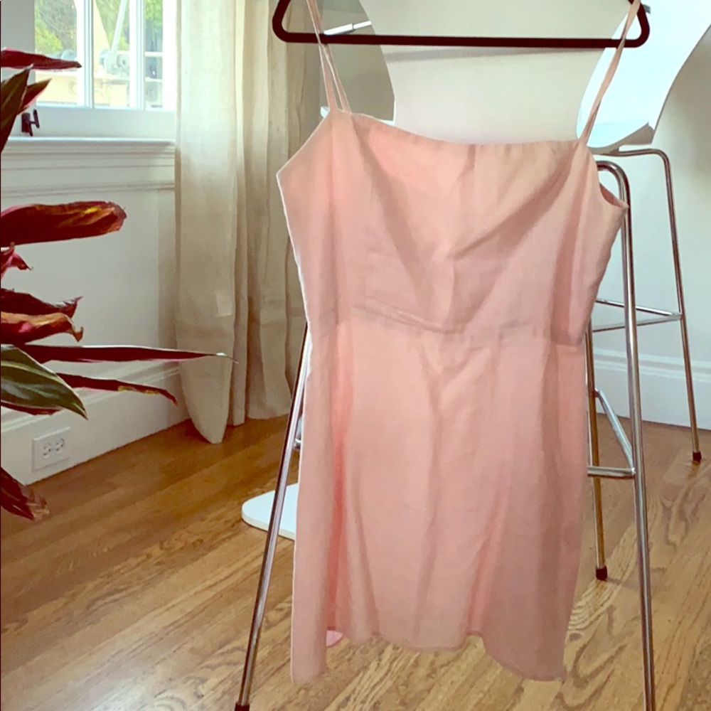 Reformation Pink Linen Auden Sundress